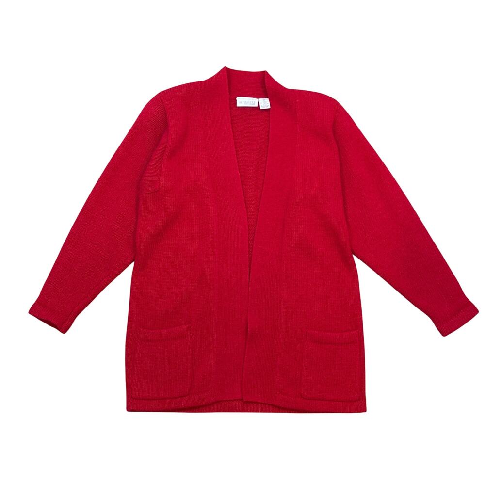 Vtg Nordstrom Town Square red cardigan Sweater Small Lambswool rabbit hair blend